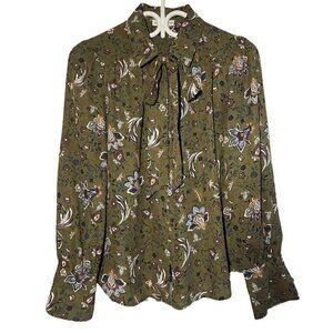 Moon River Sheer Long Sleeves Button Down Blouse size S